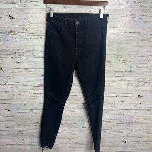 American eagle curvy super  high rise jegging black distressed size 4
